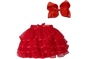 BGFKS 4 Layered Tulle Tutu Skirt for Girls with Hairbow or Birthday Sash,Girl Ballet Tutu Skirt