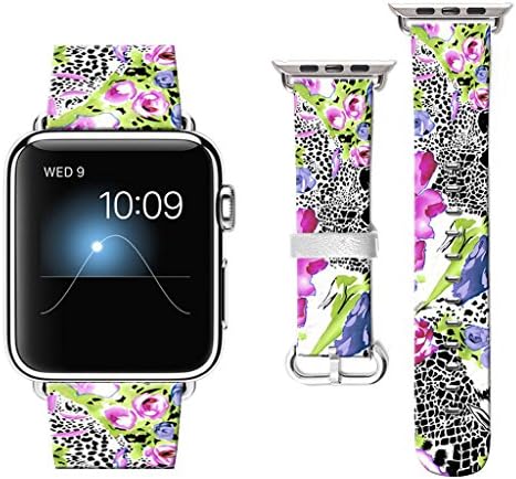 Compatible with Apple Watch Band 44mm 2018, Watchbands for iWatch 42mm, Leather Bands Compatible with Apple Watch 42mm Nike+ Series 4/3/2/1 Sports Edition Animal Pattern