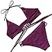 MOOSKINI Women 2 Piece Push Up Bikini Solid Color Swimsuit Bikini Set (L(US Size 6-8), B866RE)
