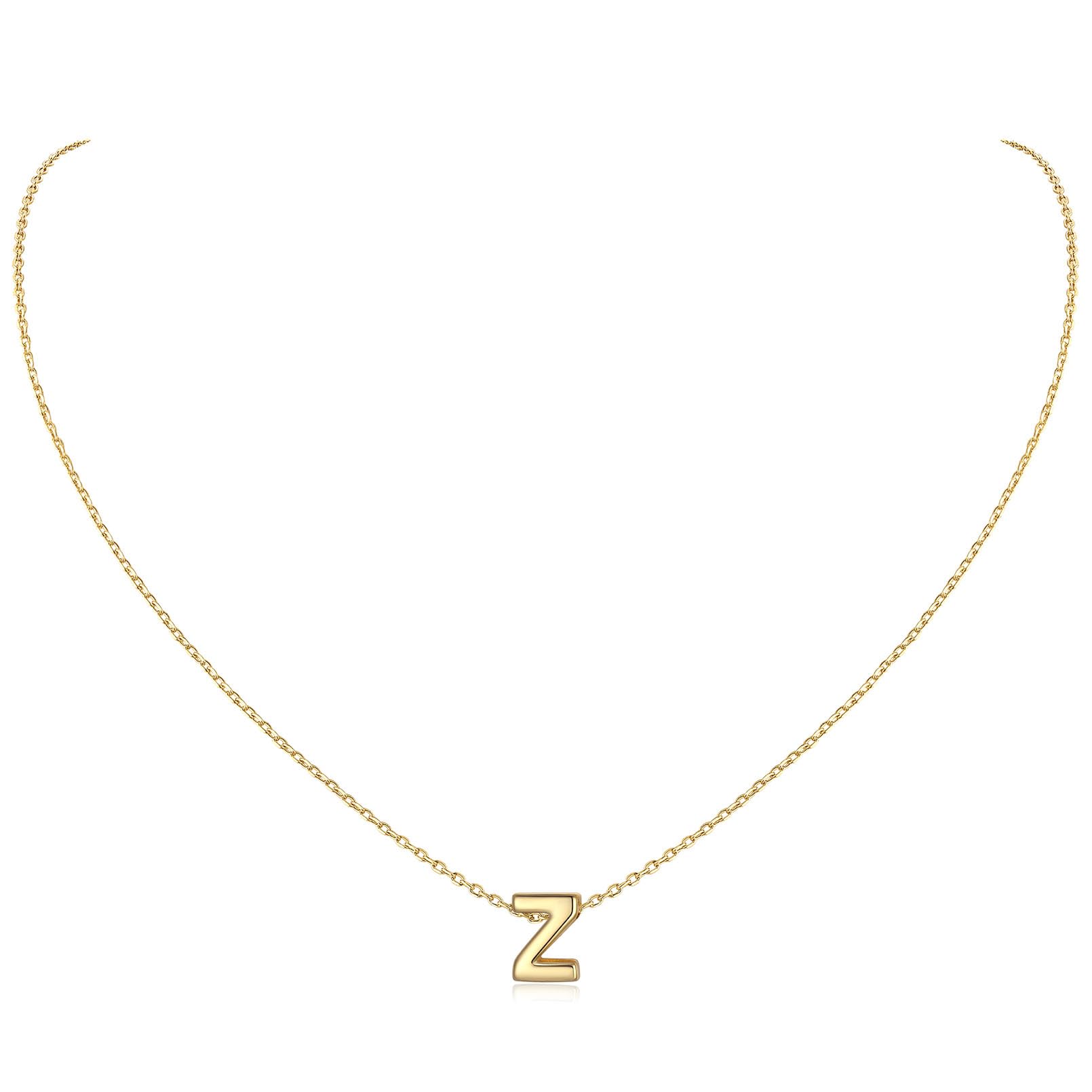ChicSilver Sterling Silver Necklace for Women Tiny Small Letter Initial Z Gold Necklaces Chain Name Jewellery for Ladies