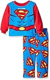 DC Comics Boys' Toddler Boys' Superman Strong Uniform 2-Piece Fleece Pajama Set, Red, 3T