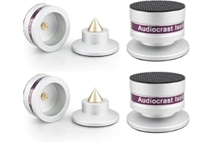 Tertullus 4 Pcs Aluminum Speaker Spike+Speaker Isolation Feet Top Pad Turntable Isolation Feet for Amplifier Speaker Turntable Player Subwoofer Silver