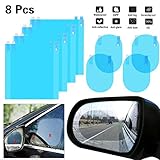 Kiiier 8PCS Car Mirror Film，Car Rearview Mirror Film Anti Fog Rain Proof Film Protective for Cars Blind Spot Mirror Waterproof Rainproof Car Mirror Sticker Transparent Film HD Glass Car Accessories