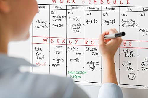 Compact Dry Erase Weekly Planner 23"x15" - Converts Easily to a Monthly Calendar by Urban Fringe Office (White w/ Black Grid)