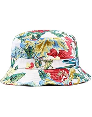300pt1506-4 Floral Hawaiian Bucket Hat (Green/red)