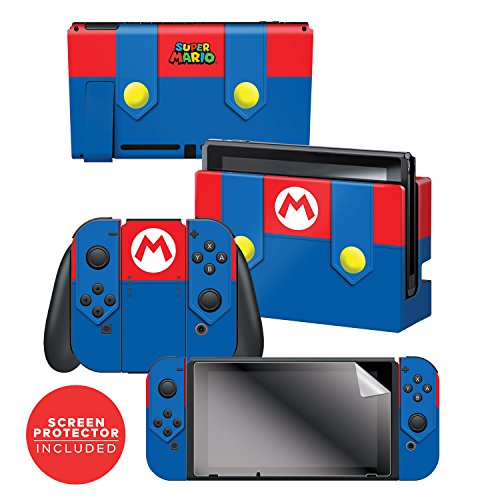 Controller Gear Officially Licensed Nintendo Switch Skin & Screen Protector Set – Super Mario – Mario’s Outfit – Nintendo Switch