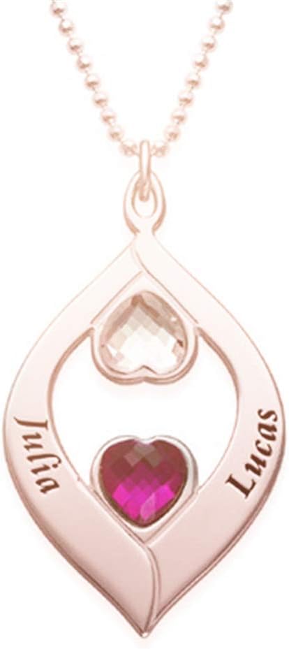 Personalized Customized Necklace Engraved Name Necklace with Birthstones Romantic Gift for Her