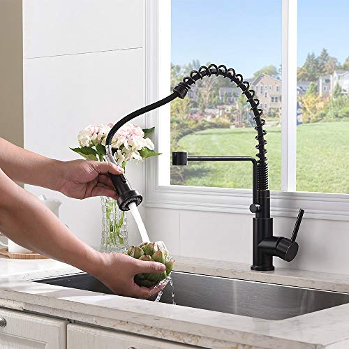 Friho Lead-Free Commercial Oil Rubbed Bronze Stainless Steel Single Handle Single Lever Pull Out Pull Down Sprayer Spring Kitchen Sink Faucet, Oil Rubbed Bronze Kitchen Faucets - Thumbnail 3