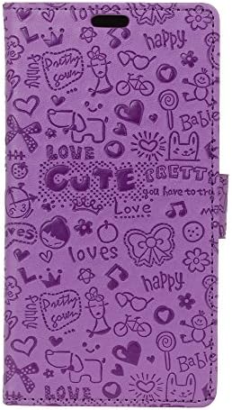 HTC One X9 Case, Eyilin Lovely Protective PU Leather [Folio Style] Wallet Case with Card Slots [Kickstand] Magnetic Flexible TPU Bumper Phone Case Flip Cover For HTC One X9 5.5" Purple