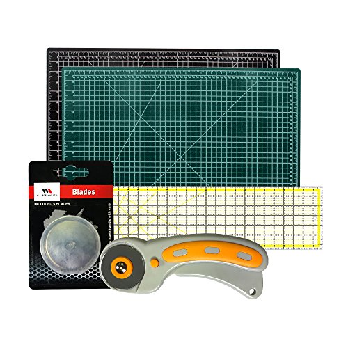 Rotary Cutter with Self Healing Mat &Quilting Ruler –Professional Quilting & Sewing Set (18x24)