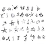 Maggie 40 Pcs Bulk Lots Antique Silver Charm Pendant Collection, Bracelet Necklace Vintage Jewelry Findings for DIY Jewelry Making and Crafting