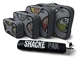 Shacke Pak - 5 Set Packing Cubes - Travel Organizers with Laundry Bag (Dark Grey)
