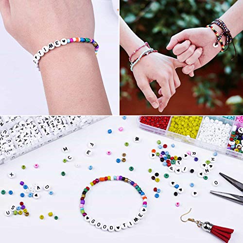 image for Beads for Bracelets, Cridoz 2800 Pcs 4mm Small Pony Beads with 1200 Pc