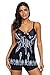 Century Star Women's Tummy Control Swimwear Paisley Printed Tankini Swimsuit with Boyshorts Two Piece Bathing Suit