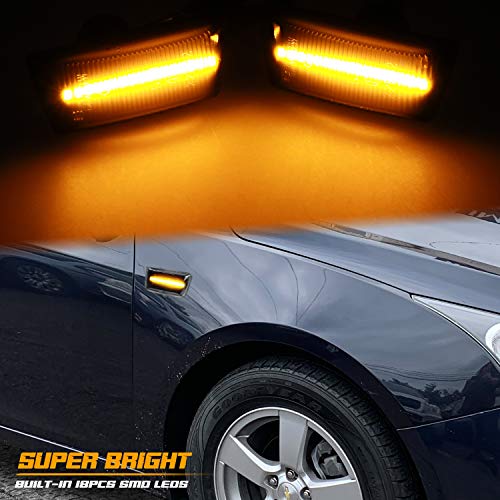RUXIFEY Smoked LED Side Marker Lights Front Sidemarkers Compatible with Chevy Cruze 2011-2015, Orlando 2010-2019