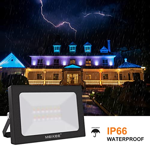 MEIKEE 4 Pack RGB LED Flood Lights 200W Equivalent, 25W Color Changing