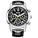 HOWK Men's Stopwatch with Date Analog Black Luminous Dial Stainless Steel Case and Leather Band
