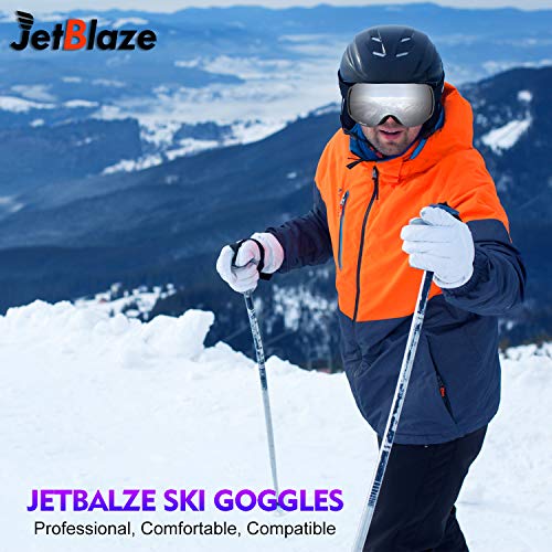 JetBlaze Ski Goggles, Magnet Snowboard Goggles (Silver) - Thumbnail 6