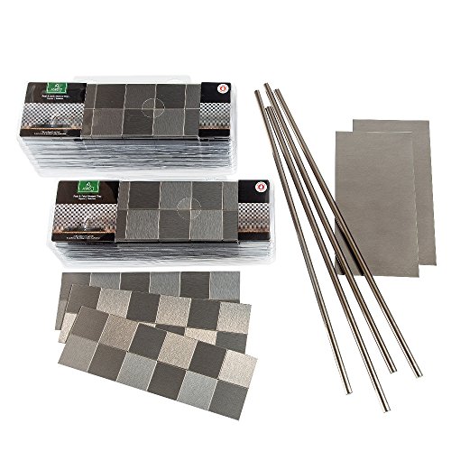 Aspect Peel and Stick Backsplash 12inx4in Square Stainless Matted Metal Tile approx 15 Sq Ft Kit for Kitchen and Bathrooms