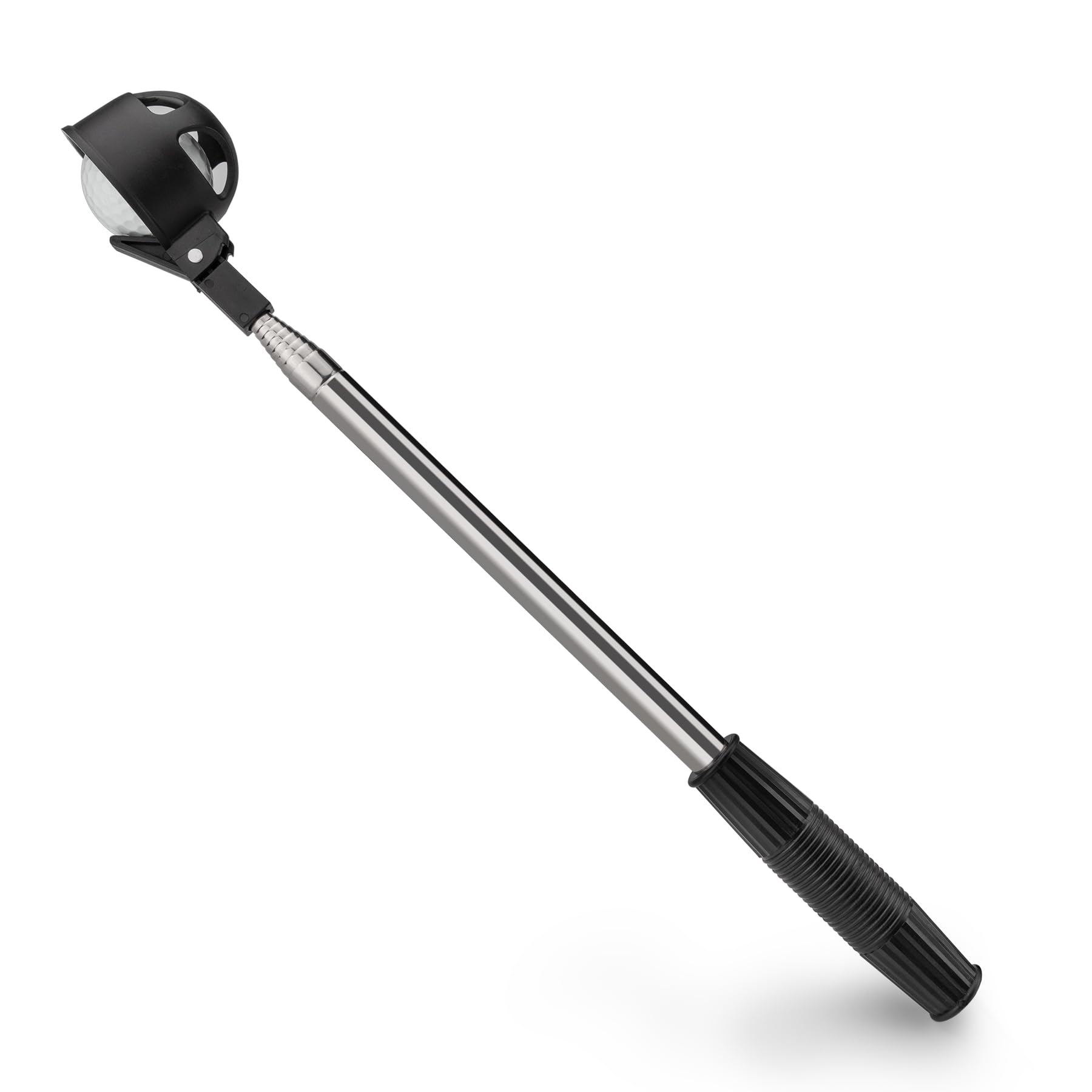 Famgee Portable Retractable Golf Ball Retriever Telescopic Scoop Saver Pick Up Automatic Locking Stainless Steel Shaft Tool Extended Length 9 Ft