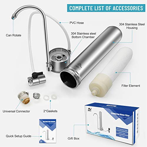 JONYJ Countertop Water Filter, 304 Stainless-Steel Faucet Water Filter, High Water Flow Tap Water Filter, Water Purifier with UF Filtration System Reduces Chlorine - Fits Standard Faucets - Thumbnail 7