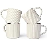 DeeCoo Matte White Coffee Mugs Set of 4, 12 Ounce Mug with Handles, Ceramic Stoneware Catering Coffee Cups, Porcelain Mugs Sets for Coffee, Tea, Hot Cocoa, Milk, Microwave and Dishwasher Safe