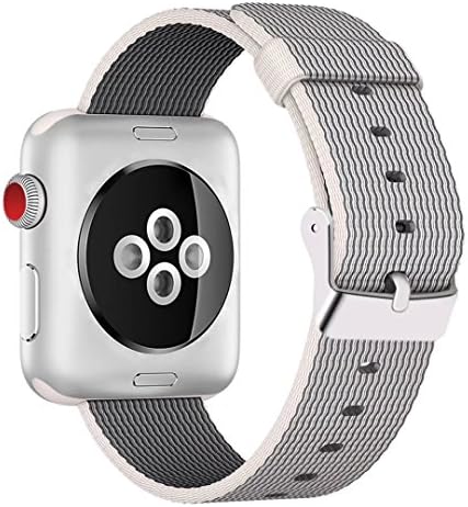 Yichan Woven Nylon Fabric Wrist Strap Replacement Band with Classic Square Stainless Steel Buckle for Apple iWatch Series 1 / 2,Sport &amp; Edition,38mm,Pearl