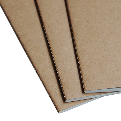 Traveler's Notebook Inserts - Large Blank Unlined Paper Journal Refill - Set of 3 Pack | for Large Refillable Leather Travel Journals, Scratch Pads, Diary and Planners | 10.7 x 7 inch (27 x 18cm)