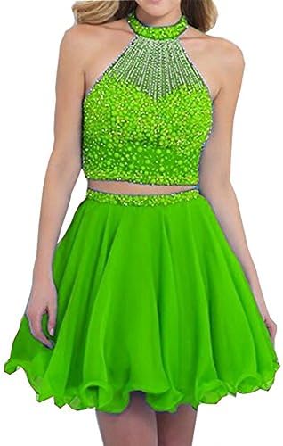 Sound of blossoming Two Pieces Short Homecoming Dress with Beads Prom Gown 017L/G4