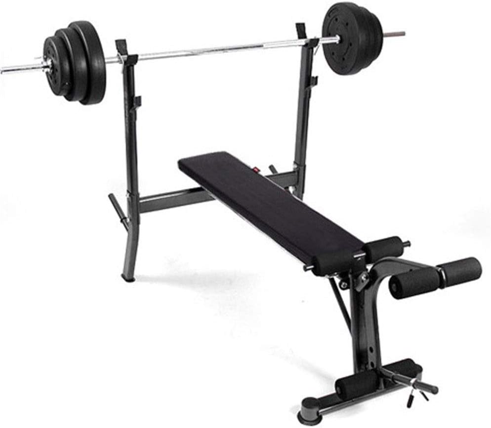 NgMik Multifunctional Weight Bench Press Bench Squat Rack Barbell Bed (Color : Black, Size : 109x23x50cm)