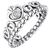 Presentski Simple Fashion 925 Sterling Silver Crown Princess Diamond Ring for Girlfriend
