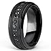 Men's Stealth Black Titanium Wedding Band Ring with Black Cubic Zirconia CZ, Size 11