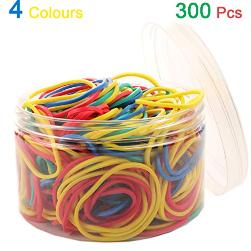 Rubber Bands 300pcs 4 Colours Small Rubber Bands for Office School Home size16 Elastic Hair Band - Thumbnail 5