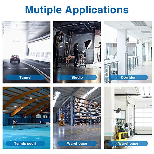 LETOUR LED Garage Lights, 120W LED Ceiling Light with E27 Screw Socket 10000LM Garage Lighting, 4 Adjustable Panels for Garage, Warehouse, Workshop