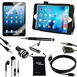 iPad Mini 4 Case and Accessories - DigitalsOnDemand 9-Item Kit for Apple iPad Mini 4 Retina (2015 Release) - Leather Cover Case, Screen Protector, Stylus Pen, USB Cables + Charger
