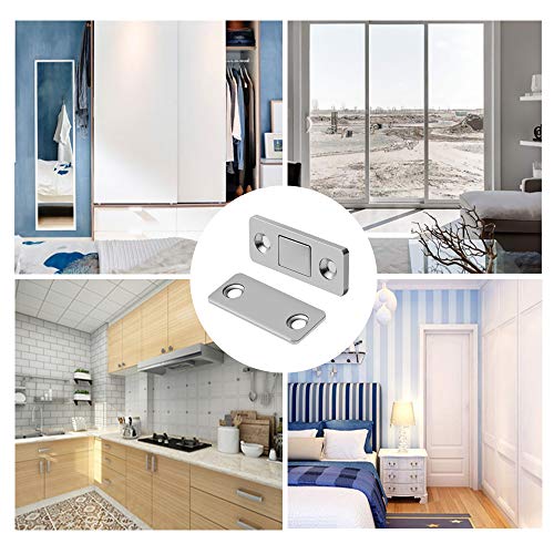 Mousike Magnetic Door Catch Ultra Thin Cabinet Magnets Stainless Steel Drawer Magnet Catch for Sliding Door Closure Kitchen Cabinet Cupboard Closet Closer (8 Pack)