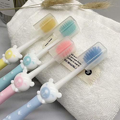 Grace Care Kids Cartoon Toothbrush Children Manual Soft Bristles Teeth Cleaning Oral Care Set Cartoon Random Color(Bear)- 5 Pcs