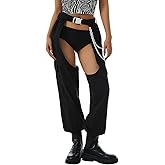 Women Fashion Cargo Pants High Rise Sweatpants Rave Reflective Pants Solid Color Color Block