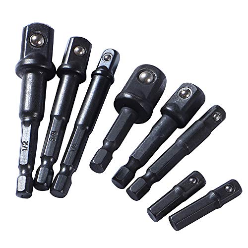 OSOF 12Pcs/Pack Impact Adapter and Reducer Set, Hex Shank Impact Socket Adapter 1/4 3/8 1/2 inch Extension Drill bit Power Hand Tools Drill Into High Speed Nut Driver