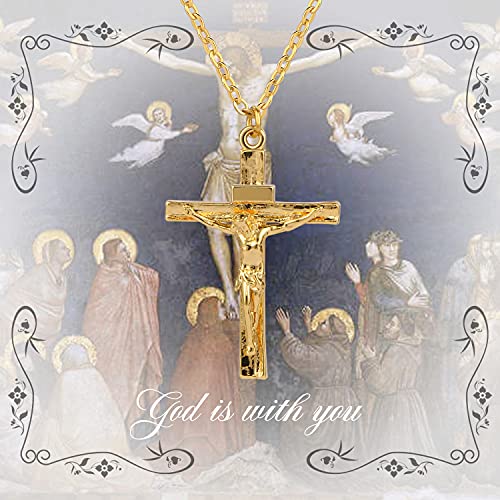 Pinsparkle Cross Necklaces For Women Men Crucifix Necklace Women Cross Necklace Jesus Necklace 18K Gold Plated Cross Chain