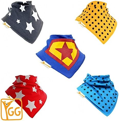 Set of 5 Groovi Gee Superstar Bandana Dribble Baby Bibs