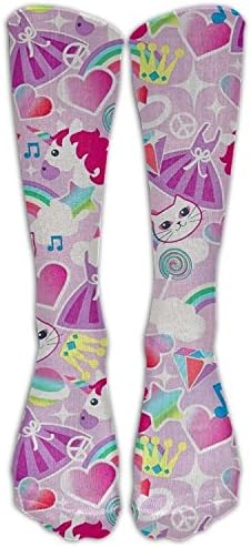 AWENGESS Cats Unicorns Rainbows Pink Womens Pattern Over The Knee High Socks Long Socks