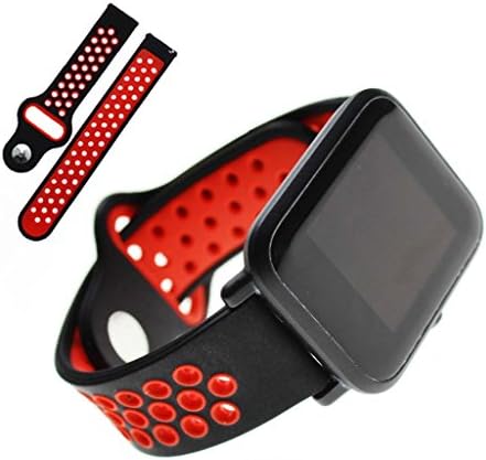 Fucung Universal Replacement Silicon Watch Band for Xiaomi, Huami, Amazfit Bip, TICWATCH2, WELOOP etc (Black+Red)