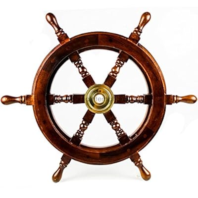 Nagina International Premium Nautical Handcrafted Wooden Ship Wheel | Pirate's Wall Home Decor & Gifts (24 Inches, Dark… 51 d5XpFwiL