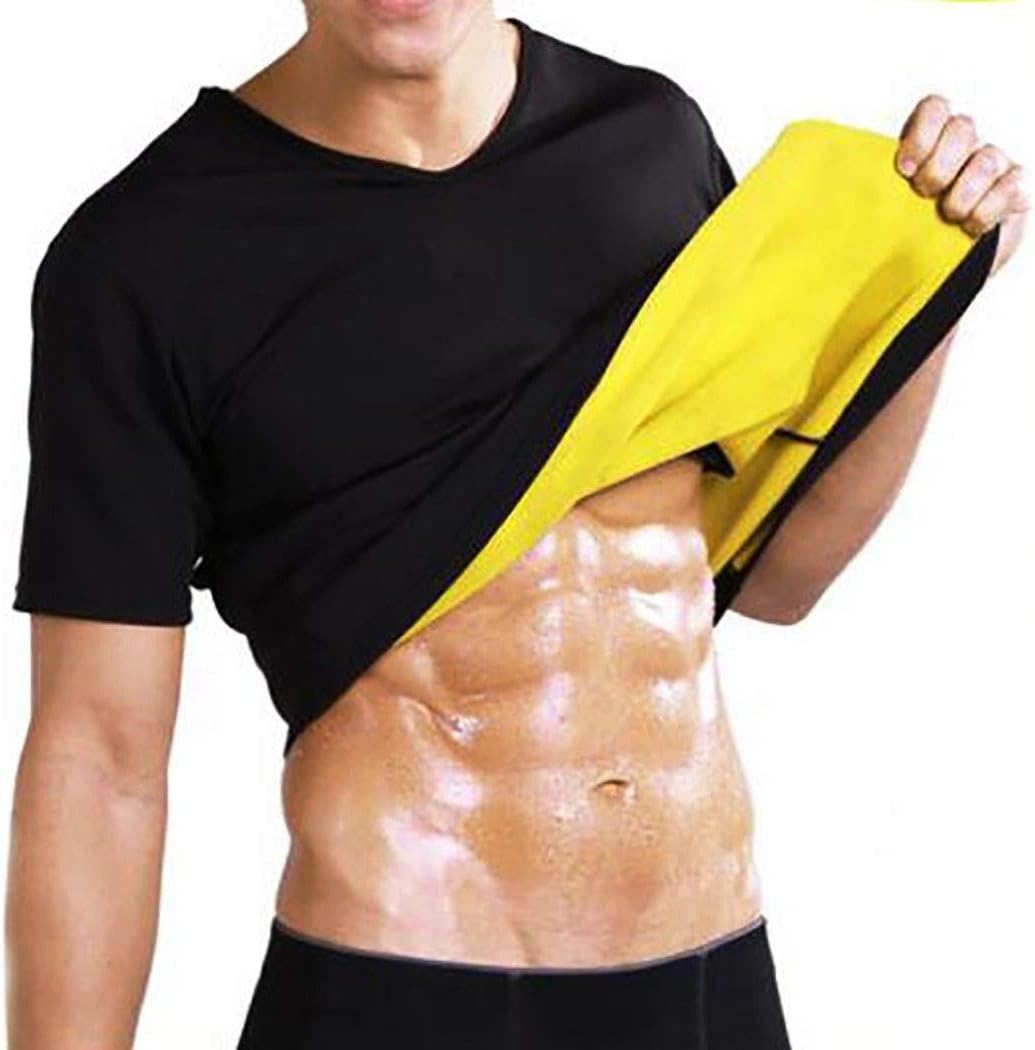 NOVECASA Sauna T-Shirts Men Neoprene Sport Sweat Short Sleeves for Burning Fat Abdominal Slimming Gym Fitness Bodybuilding