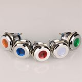 Gebeldet 5pcs 16mm Stainless Steel LED Pilot Light 12-24V AC/DC Concave Signal view 5