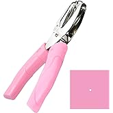 Handheld Hole Paper Punch Puncher for Craft Paper Tags Clothing Ticket DIY Scrapbook Tool, with Pink Soft Handheld Grip (Smal
