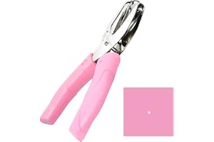 Handheld Hole Paper Punch Puncher for Craft Paper Tags Clothing Ticket DIY Scrapbook Tool, with Pink Soft Handheld Grip (Smal