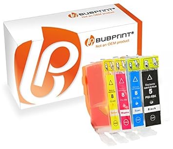Bubprint 4 Druckerpatronen kompatibel für Canon PGI-5BK CLI-8 für Pixma IP3300 IP3500 IP4200 IP4300 IP4500 IP5200 IX4000 MP51