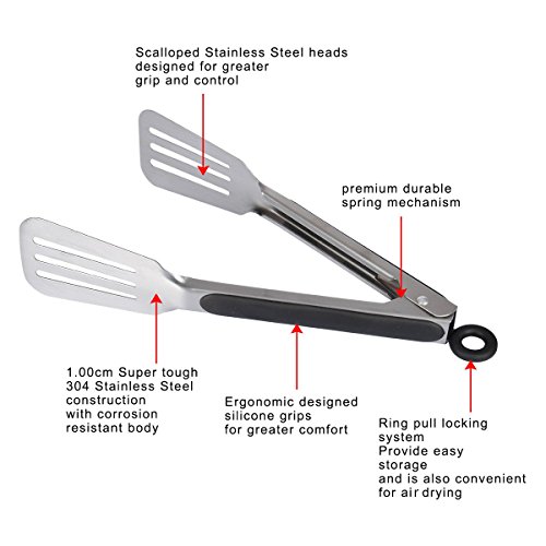 sefone Kitchen Tongs Stainless Steel,9 Inch,Buffet Party Catering Serving Tongs Salad Tongs Cake Tongs Bread Tongs Kitchen Tongs